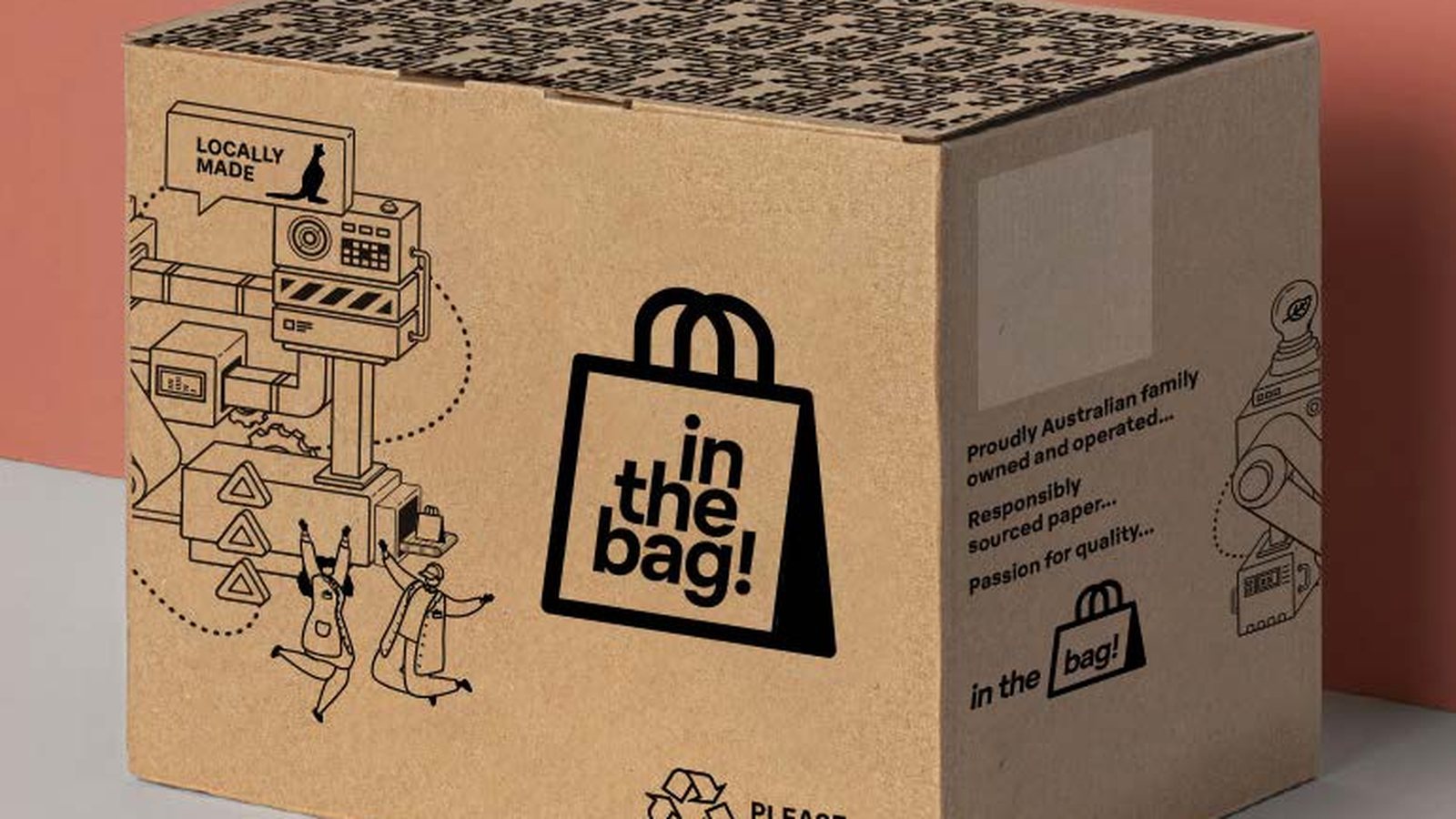 An in the Bag! branded shipping carton