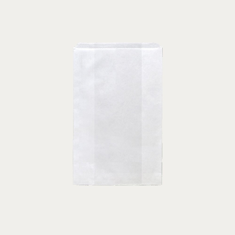 White paper chemist bag with a side gusset
