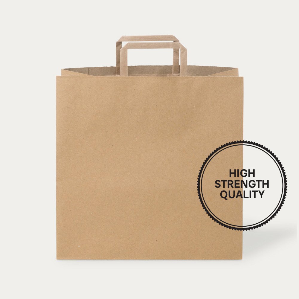 Brown kraft flat-handle paper carry bag
