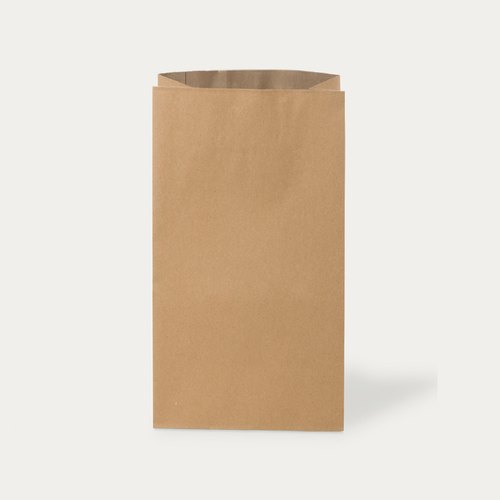 Brown kraft SOS paper bag, standing open